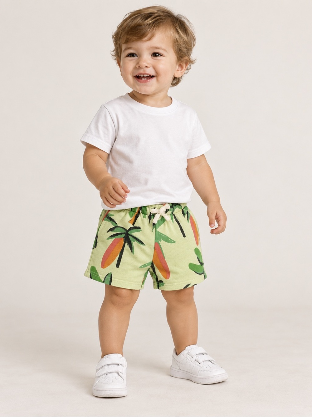 Baby Boys Tropical Palm Print Pull-On Shorts – Green Multi